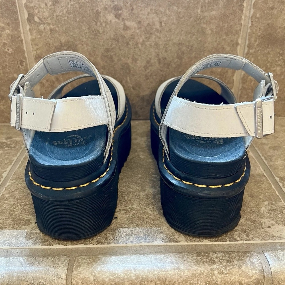 Dr Doc Martens Voss Quad Platform Sandals Womens 6 White Black Leather Shoes - Picture 5 of 9